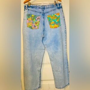 Wild Fable Light Blue Jeans with Floral Pockets